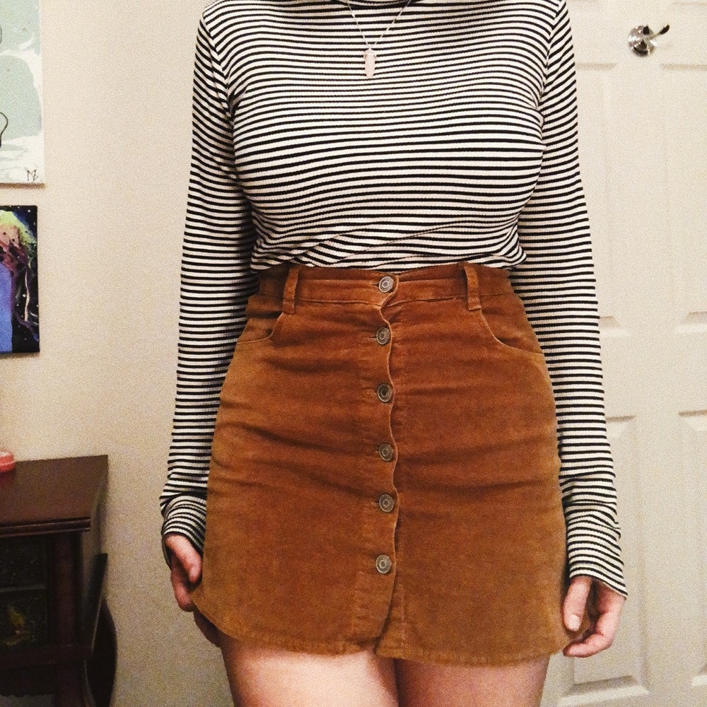 Corduroy button up skirt